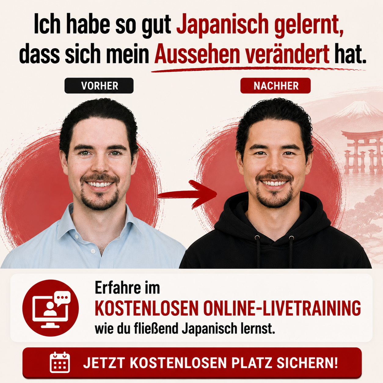 Tobias Urban Facebook ad: Gratis Workshop fürs Japanisch-Lernen