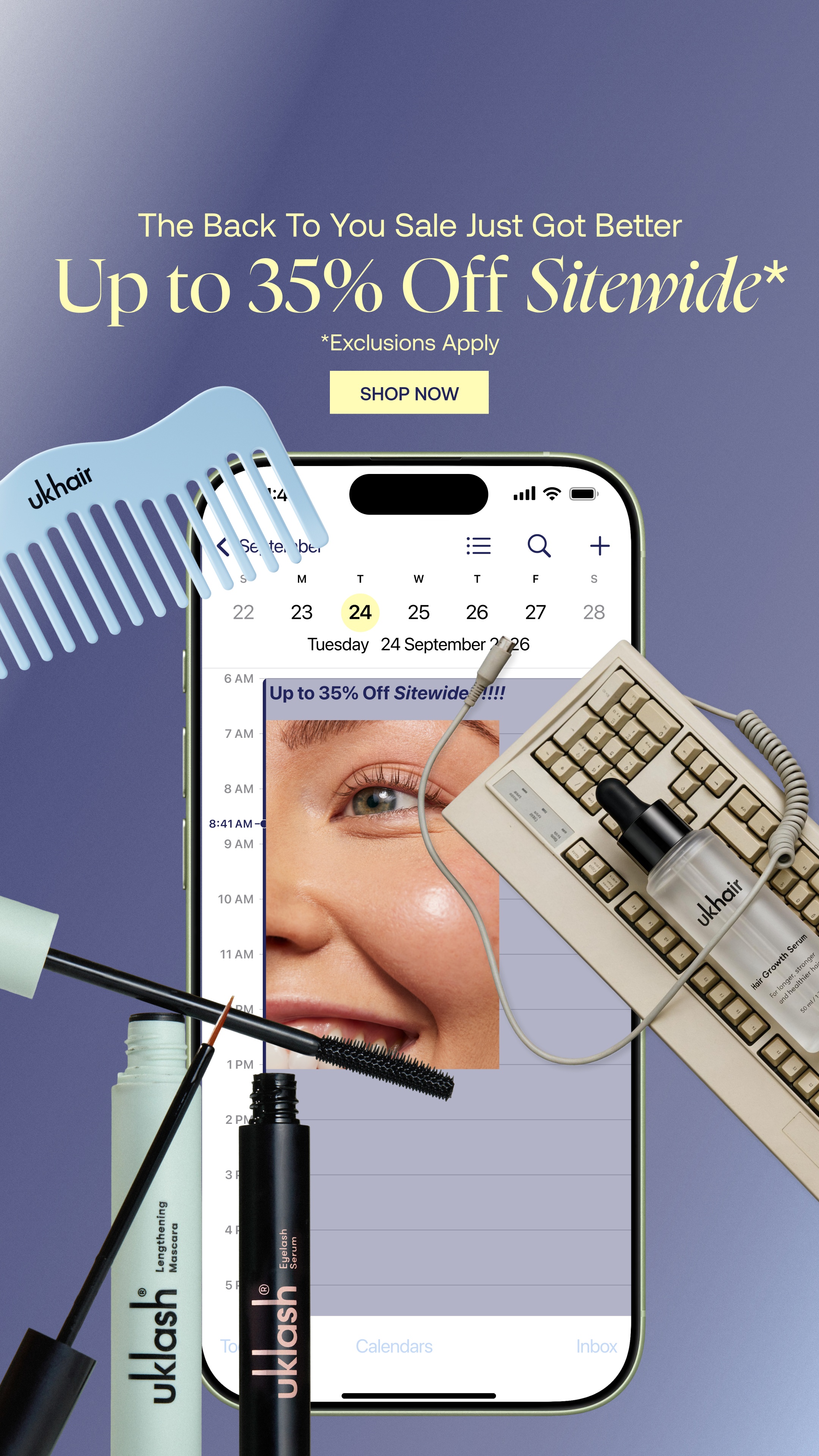 Uklash Facebook ad: Back To Work. Back To You.