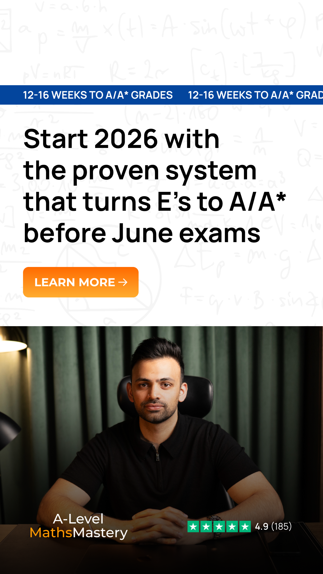 Amrit Shinh A-Level Maths & Further Maths Online Tutor Facebook ad