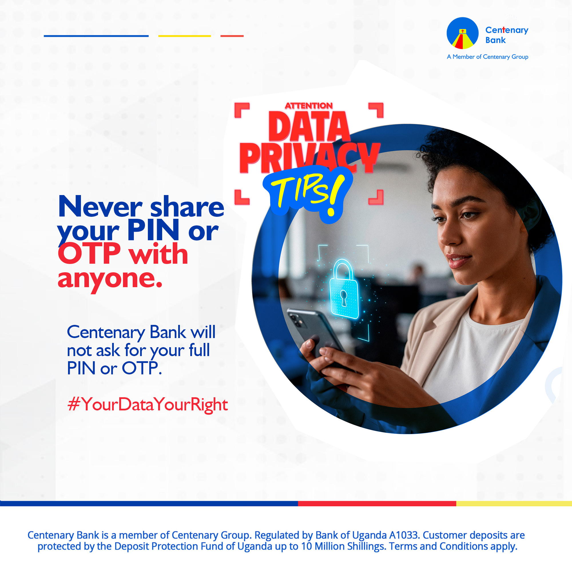 Centenary Bank Facebook ad: Beware of friendly strangers and urgent messages.