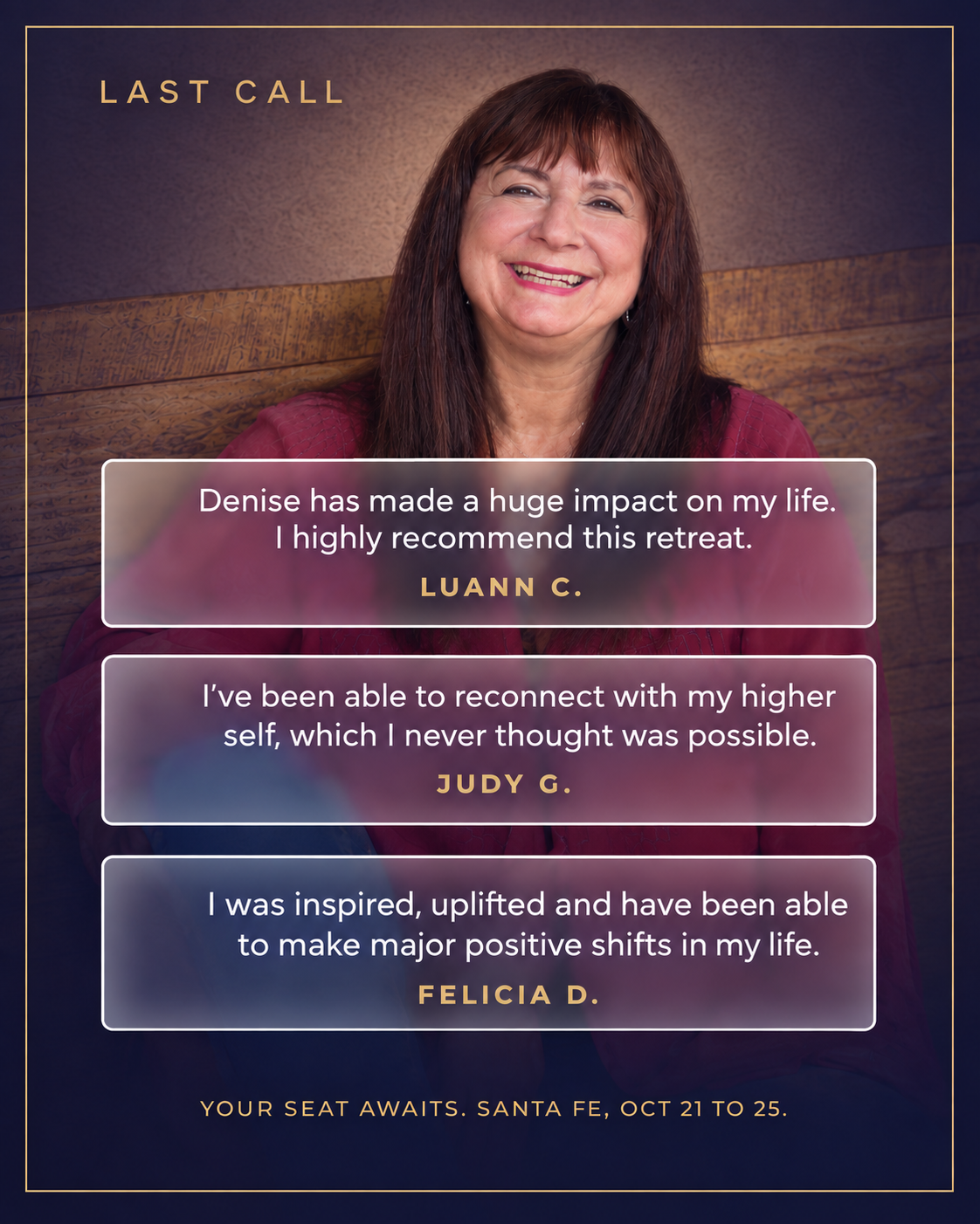Denise Linn Facebook ad: Will you join us in Santa Fe?