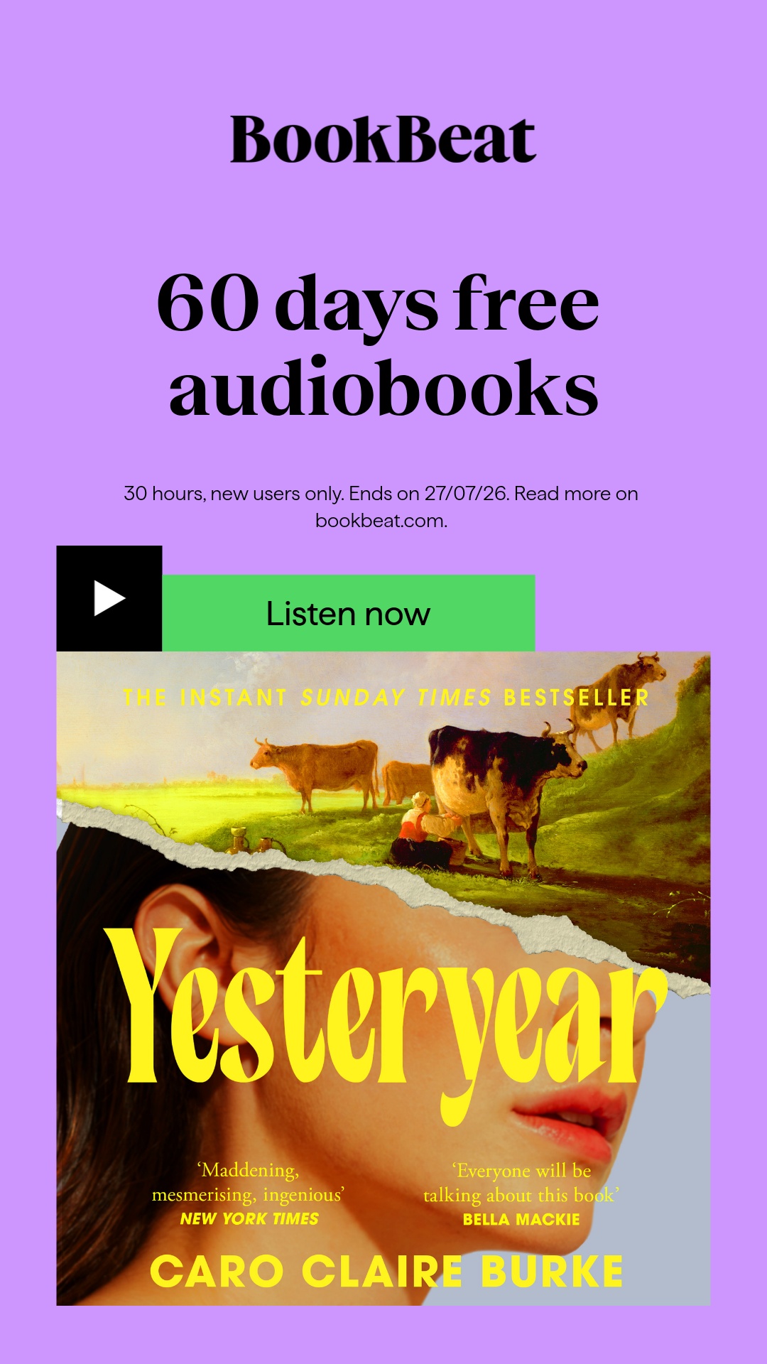 BookBeat Facebook ad from Jul 12, 2026