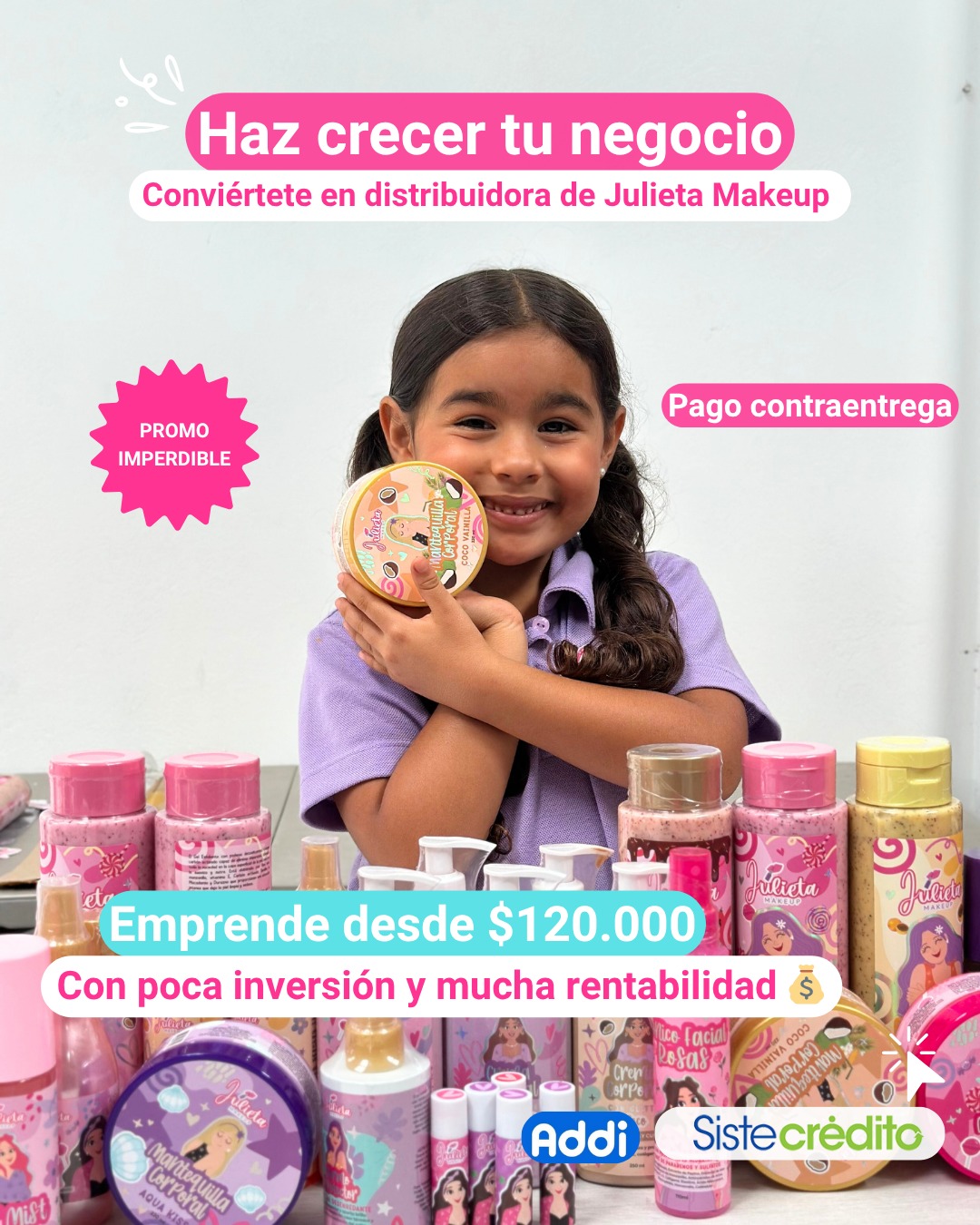 Julieta Makeup Oficial Facebook ad: ¡Emprende fácil con Julieta Makeup!