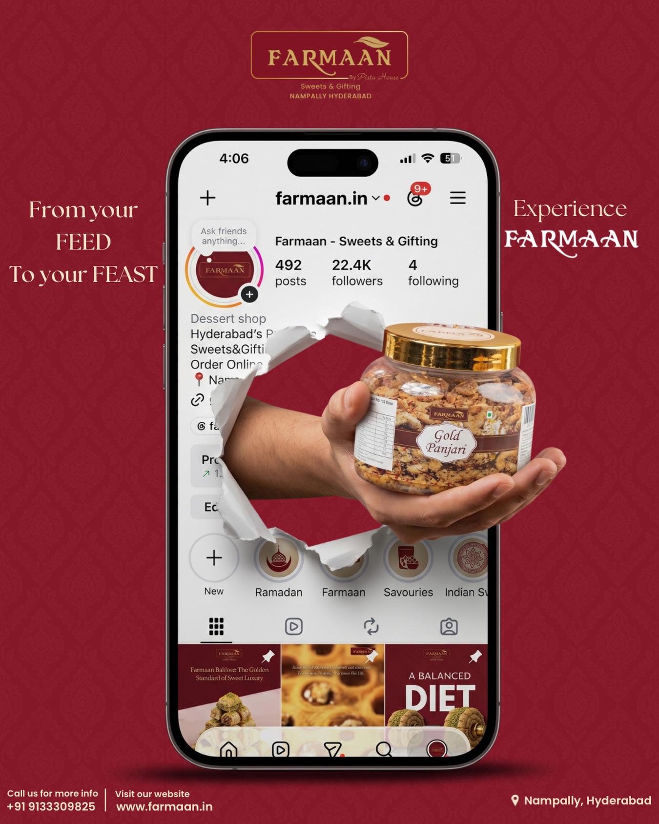 Farmaan.in Facebook ad: From your FEED to your FEAST.