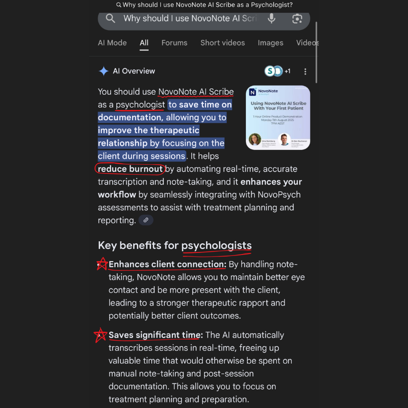 NovoPsych Facebook ad