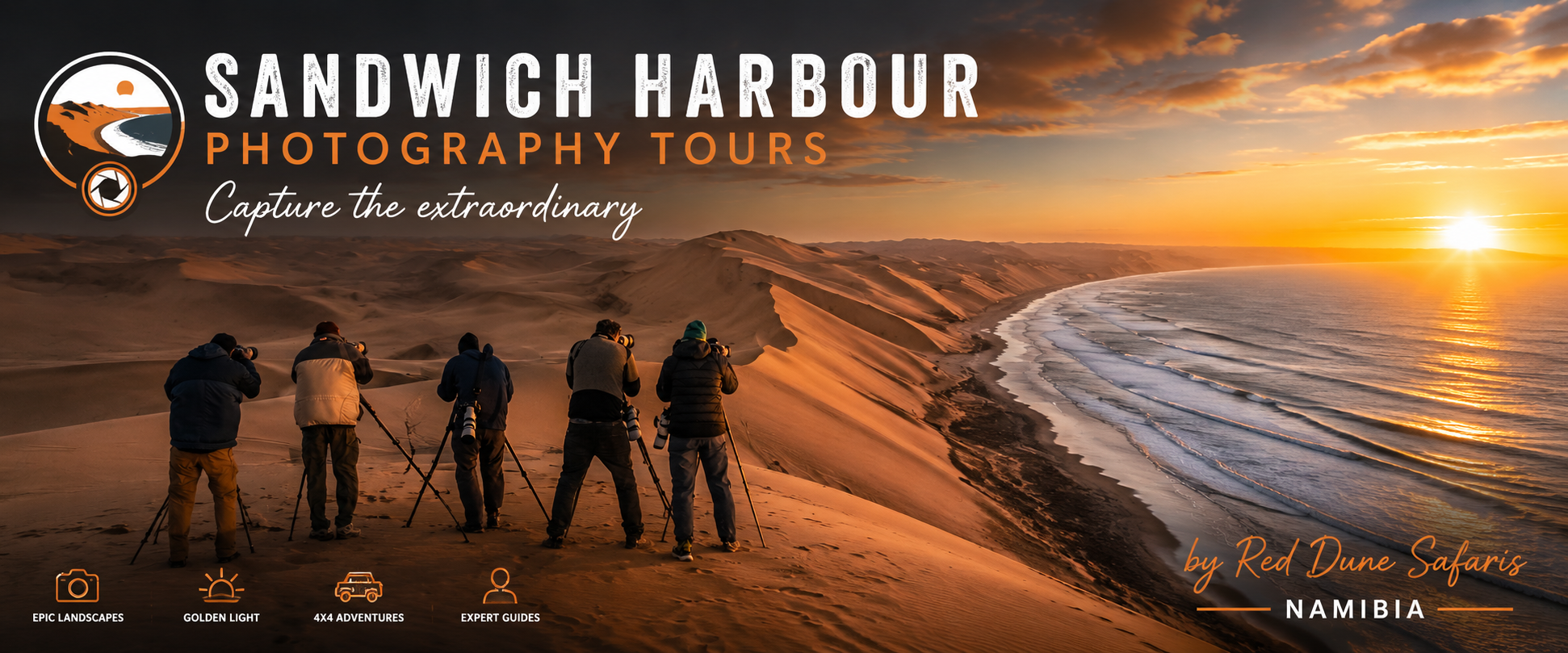 Sandwich Harbour Photography Tours Facebook ad: Capture the magic where the Namib Desert meets…