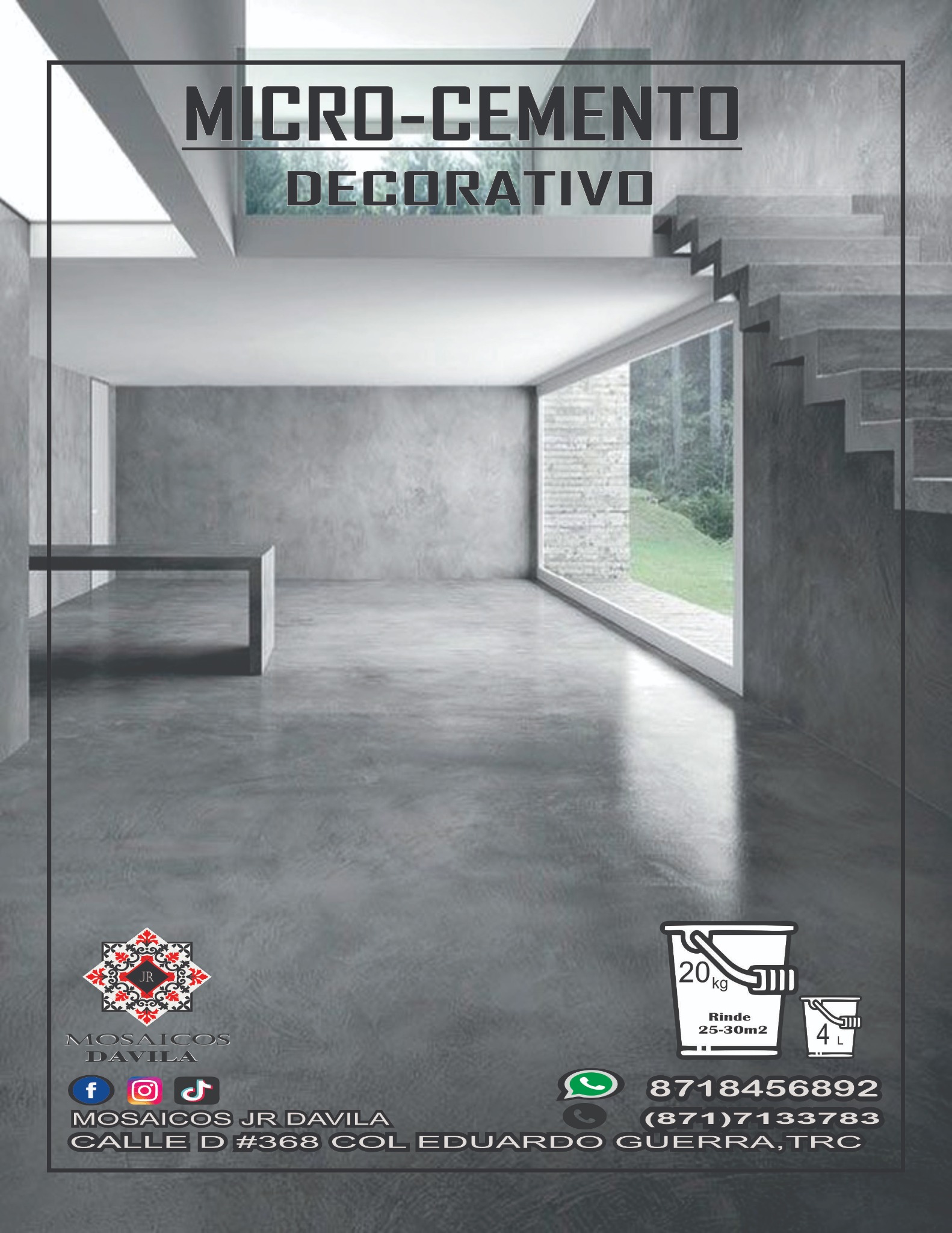 Mosaicos Davila Facebook ad: El microcemento es un revestimiento decorativo,puede…