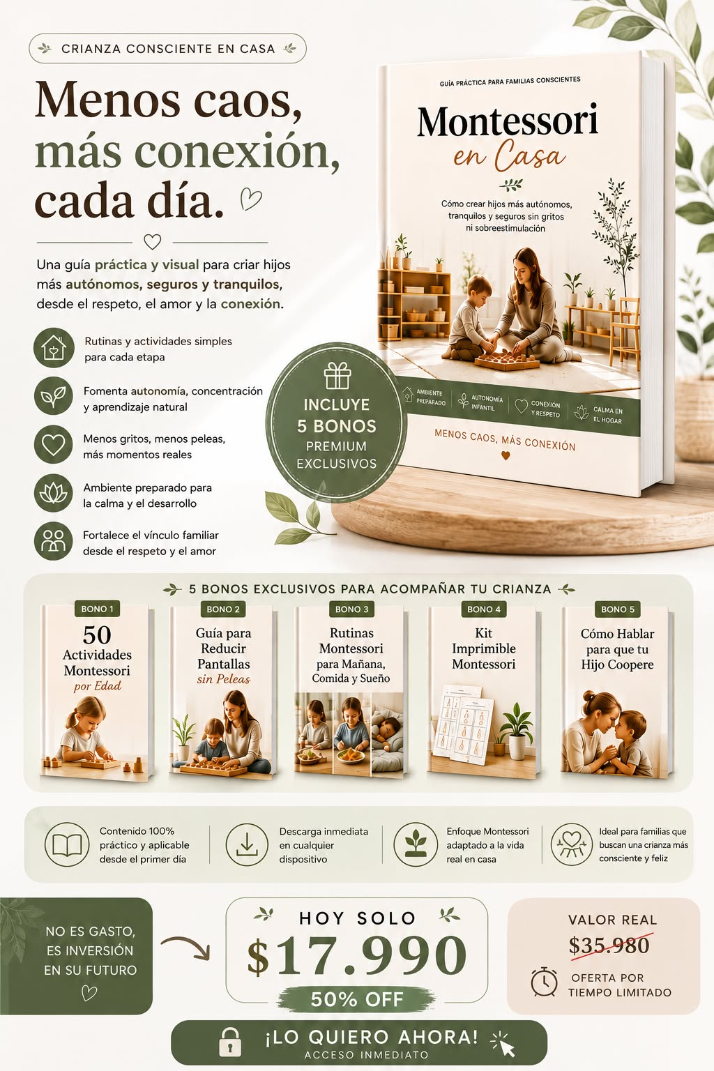 Montessori en Casa Facebook ad: La crianza también puede sentirse liviana
