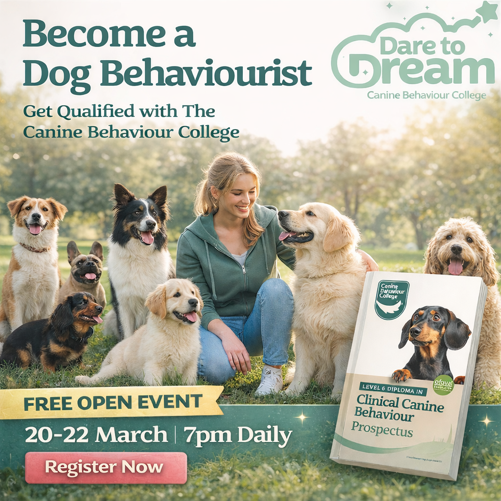 The Canine Behaviour College Facebook ad: Turn Your Passion for Dogs Into a Career