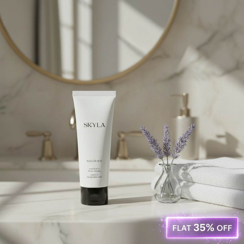 Skyla Skincare Facebook ad: Glow Now or Miss Out, Flat 35% OFF!