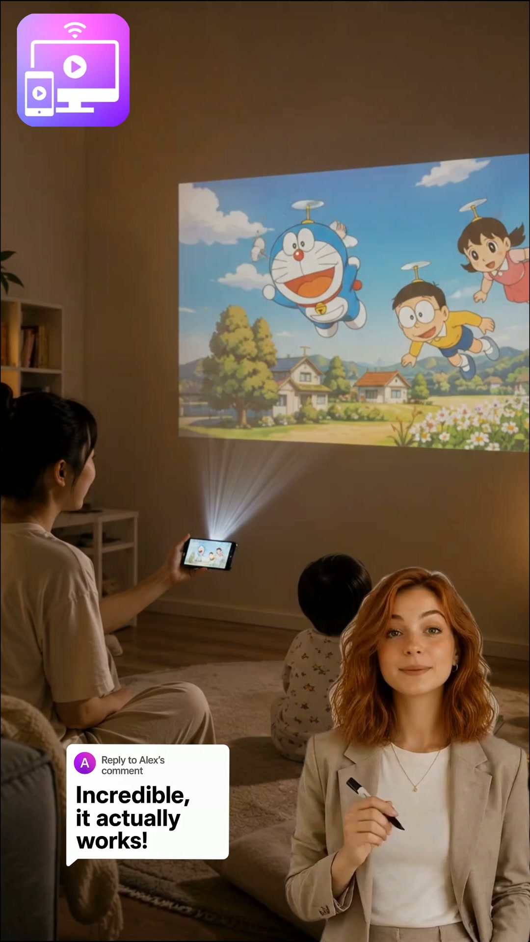 Mirroring cast Facebook ad: Easy to play