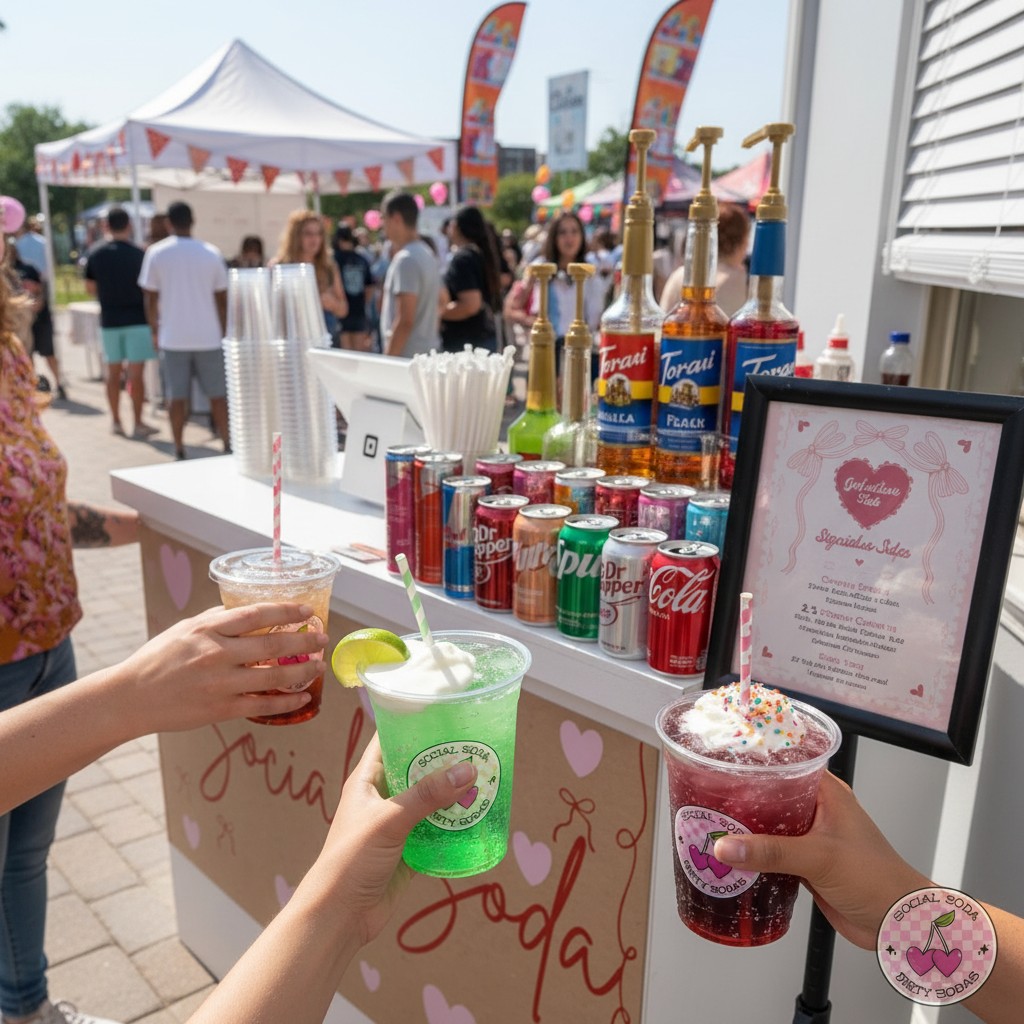 Social Soda Facebook ad: Your favorite dirty soda cart in NWA