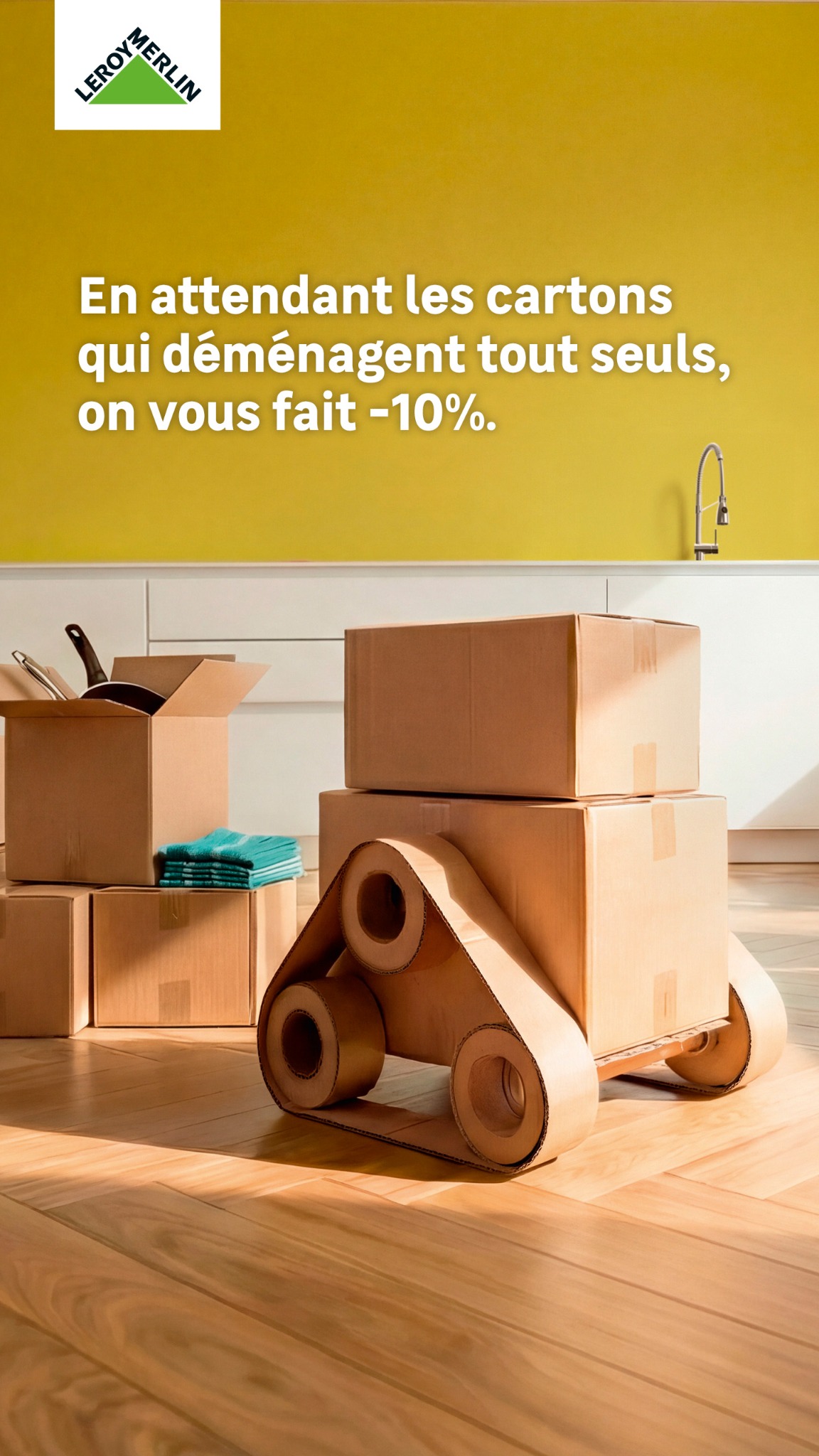 LEROY MERLIN Facebook ad: -10% sur tous vos achats pour emménager
