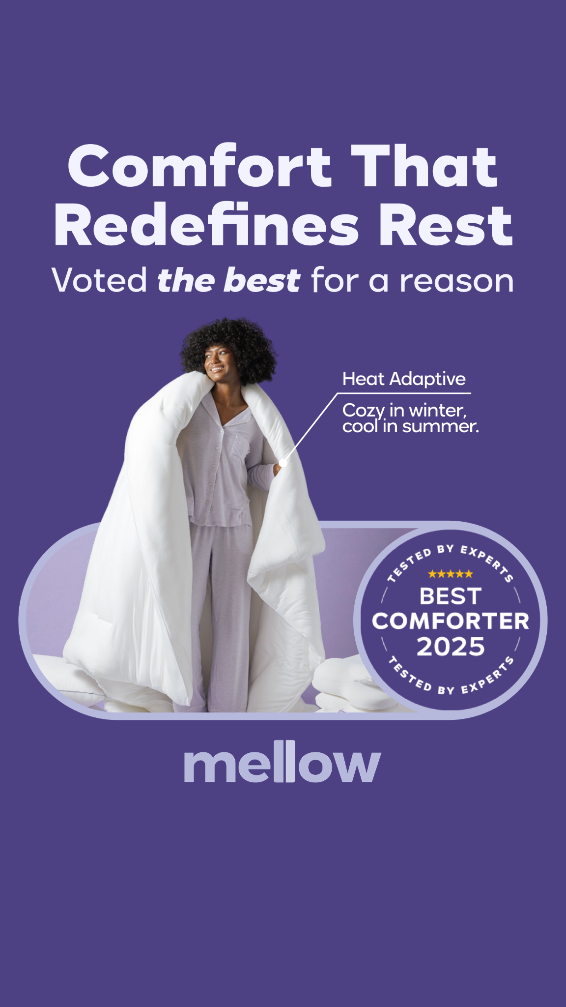 Mellow Bedding Collection Facebook ad from Feb 18, 2026