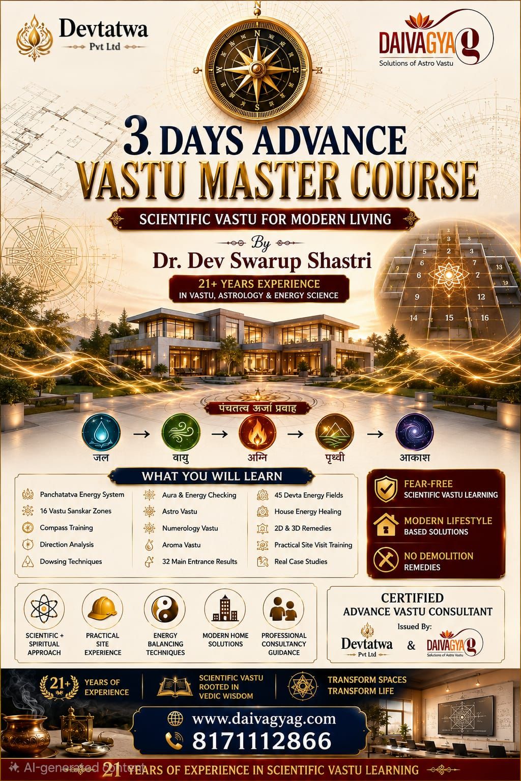 Dr Dev Swarup Shastri Facebook ad: 3 Days Advance Vastu Master Course