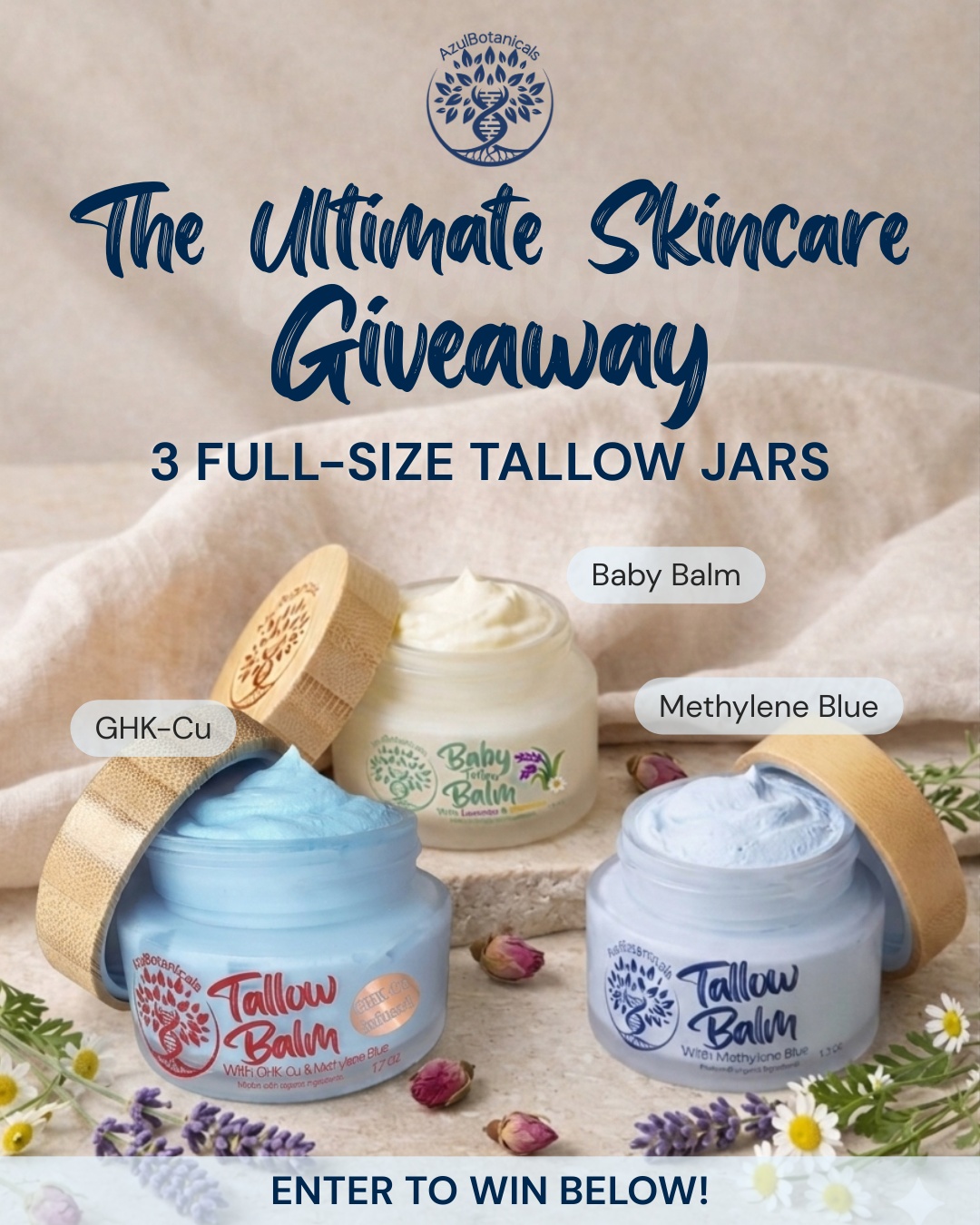 AzulBotanicals Facebook ad: GIVEAWAY TIME! We’re gifting our best-selling collection…