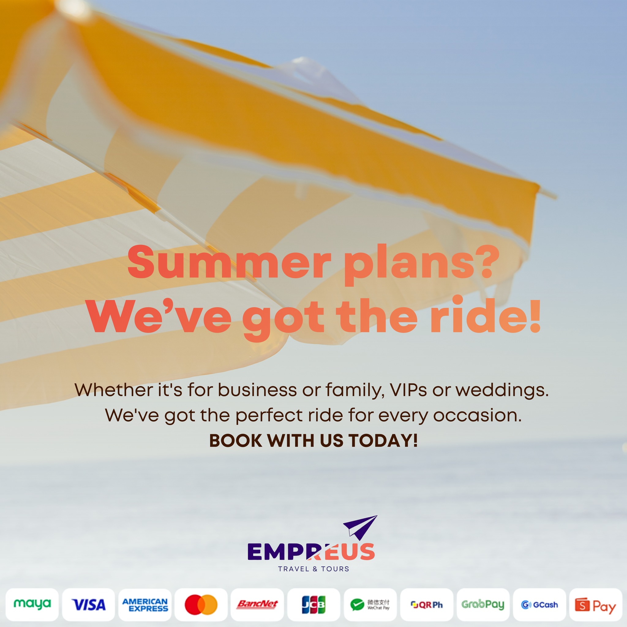 Empreus Travel and Tours Facebook ad: Planning your summer getaway?