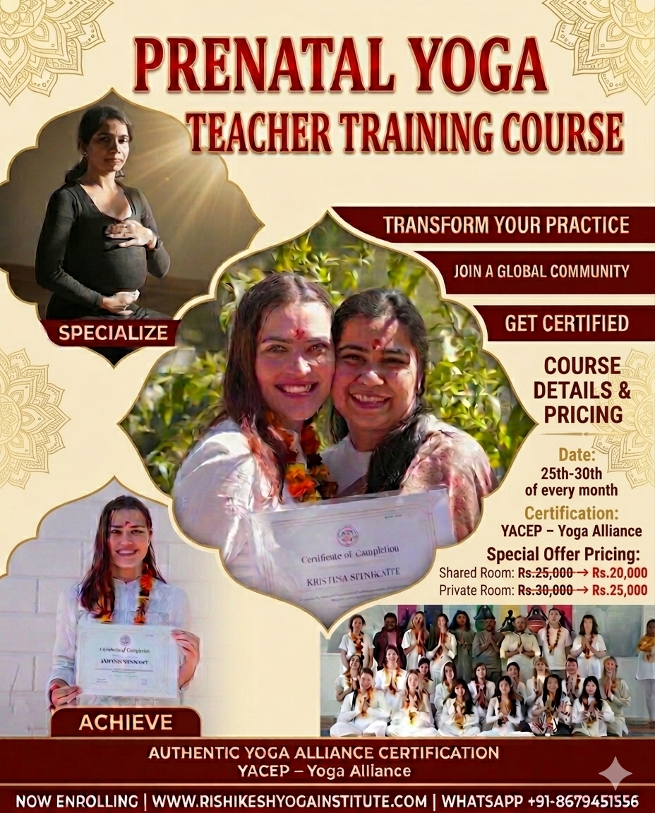 Rishikesh Yoga Institute Facebook ad: Pre & Postnatal Yoga Teacher Training