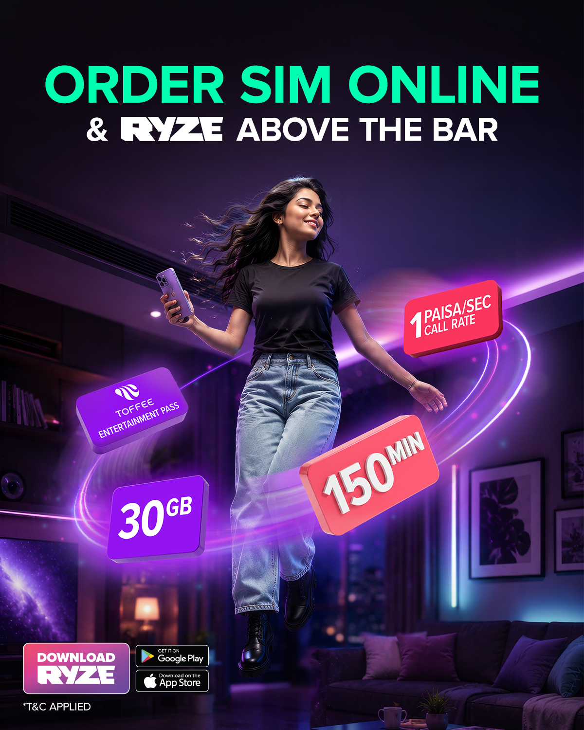 RYZE Live Facebook ad: Order SIM Online