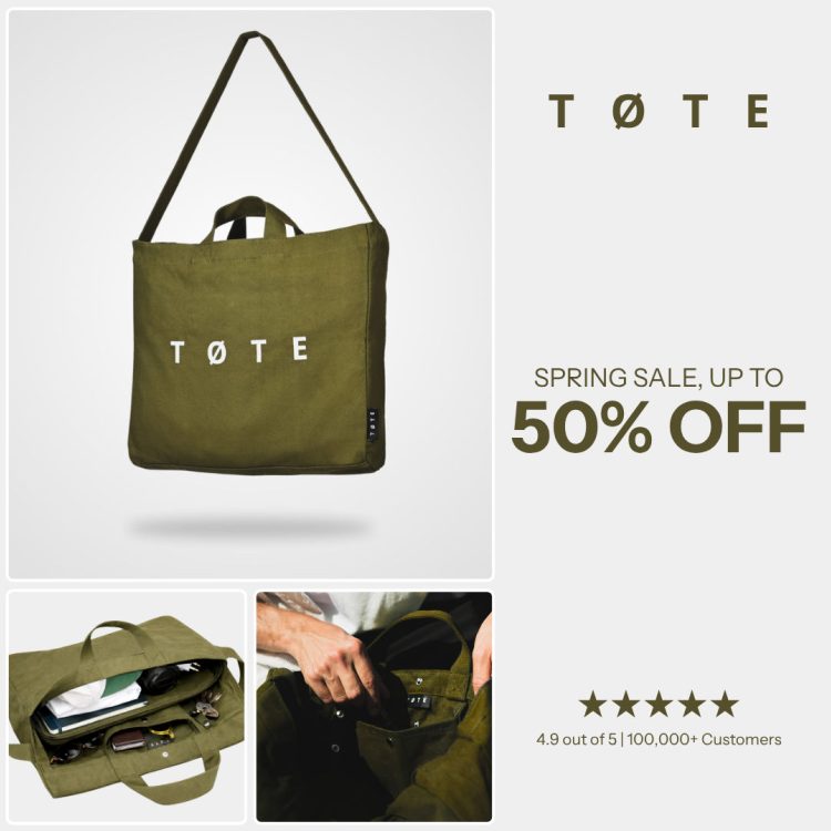 TØTE Facebook ad: Designed to Simplify.