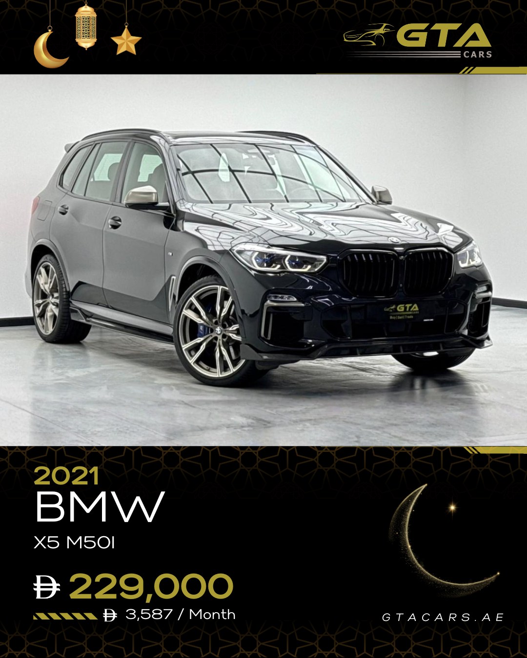 GTA Cars Facebook ad: 2021 BMW X5 M50i M-Sport, 4.4TC V8 AWD…