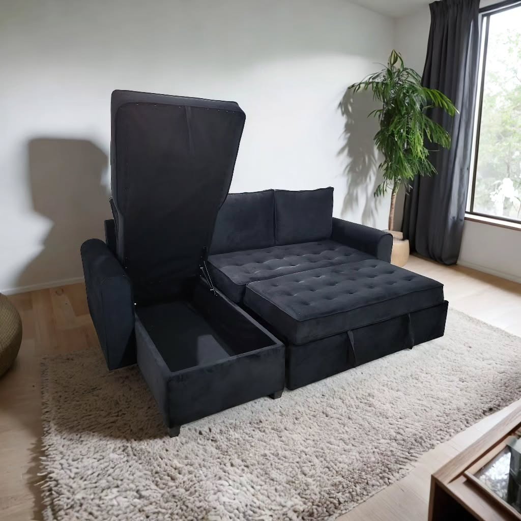 amuebla.mx Facebook ad: Sofa Cama Milano en Terciopelo Negro: combina lo…