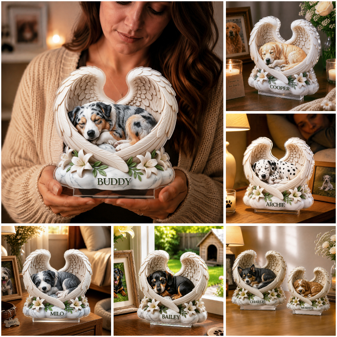 Callie Gifts Facebook ad: Personalized 3D-Effect Artwork Dog Photo Angel Wings Clear…