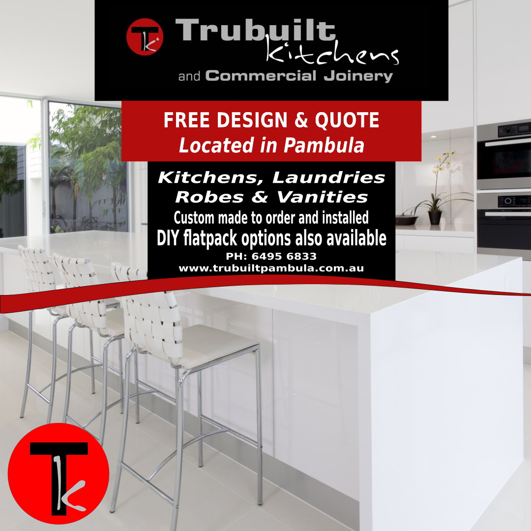 Trubuilt Kitchens Pambula Facebook ad: Custom Kitchens-Flatpacks