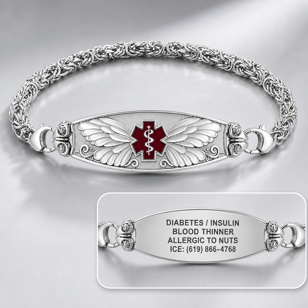 Sheown Facebook ad: Custom Engraved Butterfly Floral Leaves Medical Alert ID…