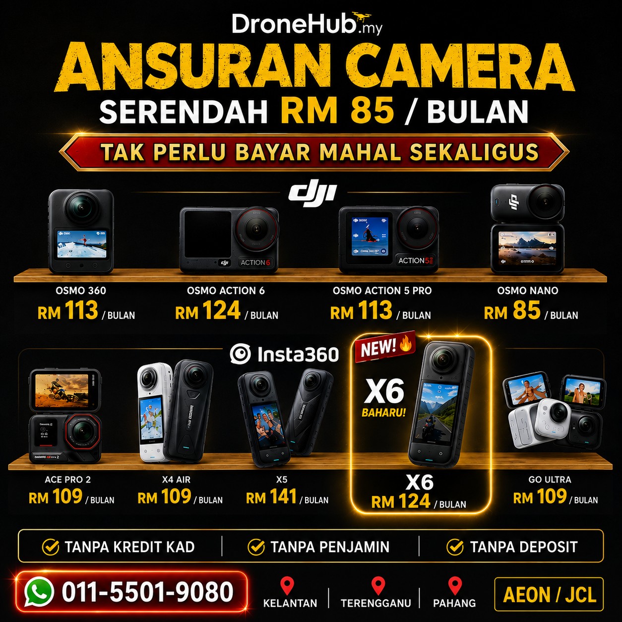 DroneHub.my Facebook ad: RM85 SEBULAN DAH BOLEH PAKAI ACTION CAMERA?