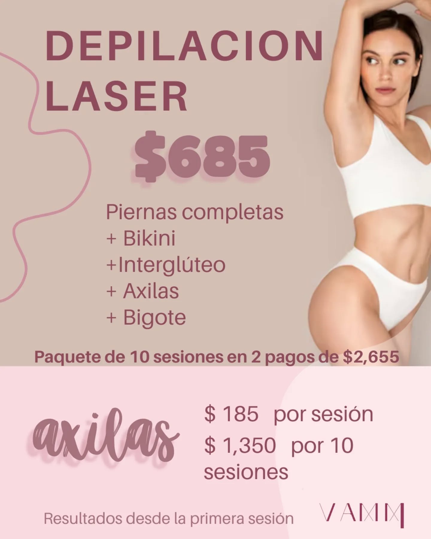 VAMM Laser Facebook ad: Empieza el año libre de vello.