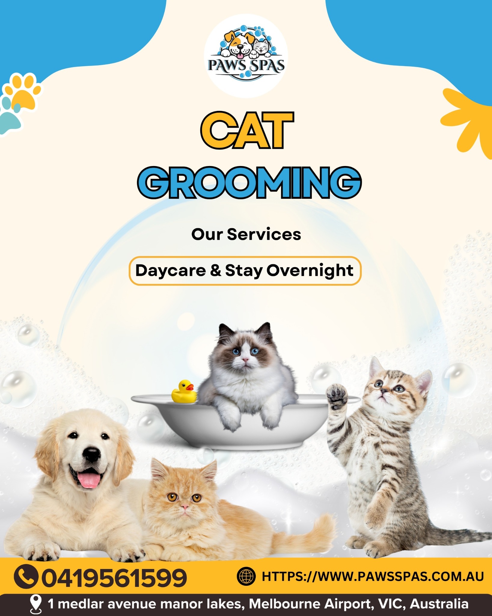 Paws spas Facebook ad: Give your furry friend the care they deserve!