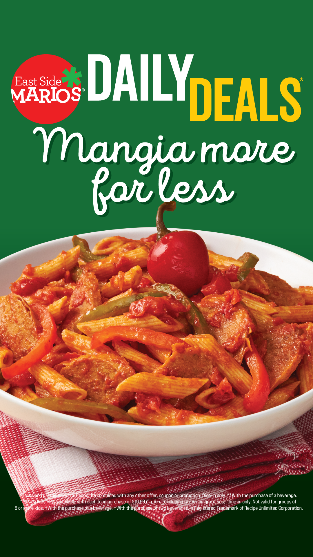 East Side Mario's Facebook ad from Jan 6, 2026