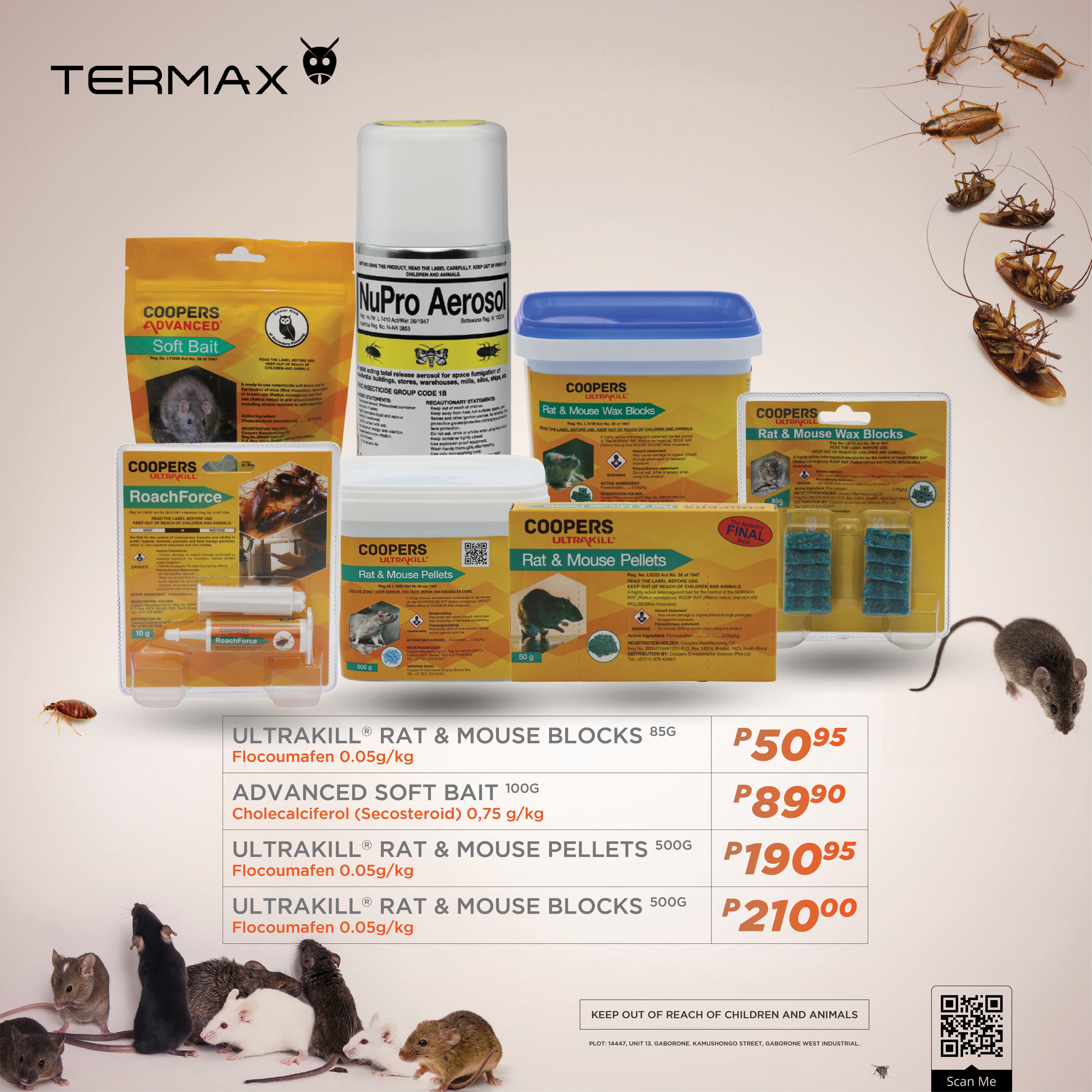 Termax Facebook ad: Stockists of stored products insect pests.