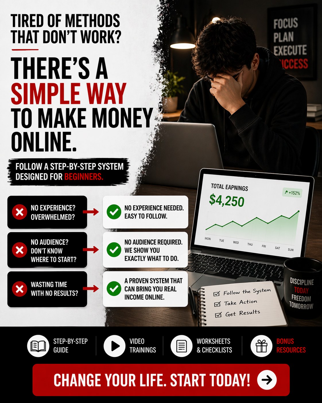 Zay-Tae Income System Facebook ad: Faceless content strategy