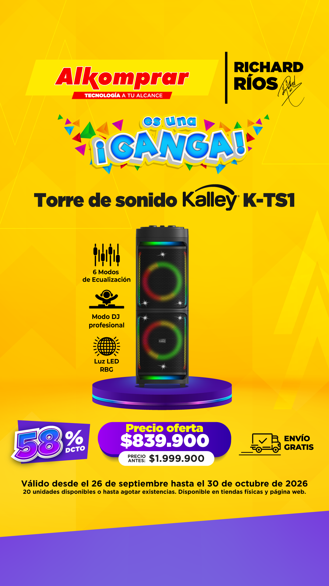 Alkomprar Facebook ad: 58% OFF Torre de sonido
