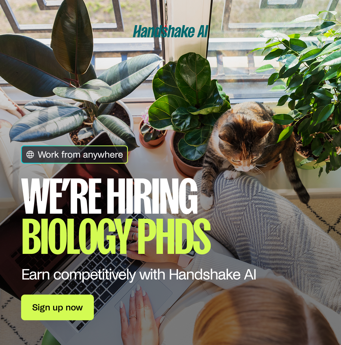 Handshake AI Facebook ad: Calling Biology PhDs to Join a Paid Remote Project