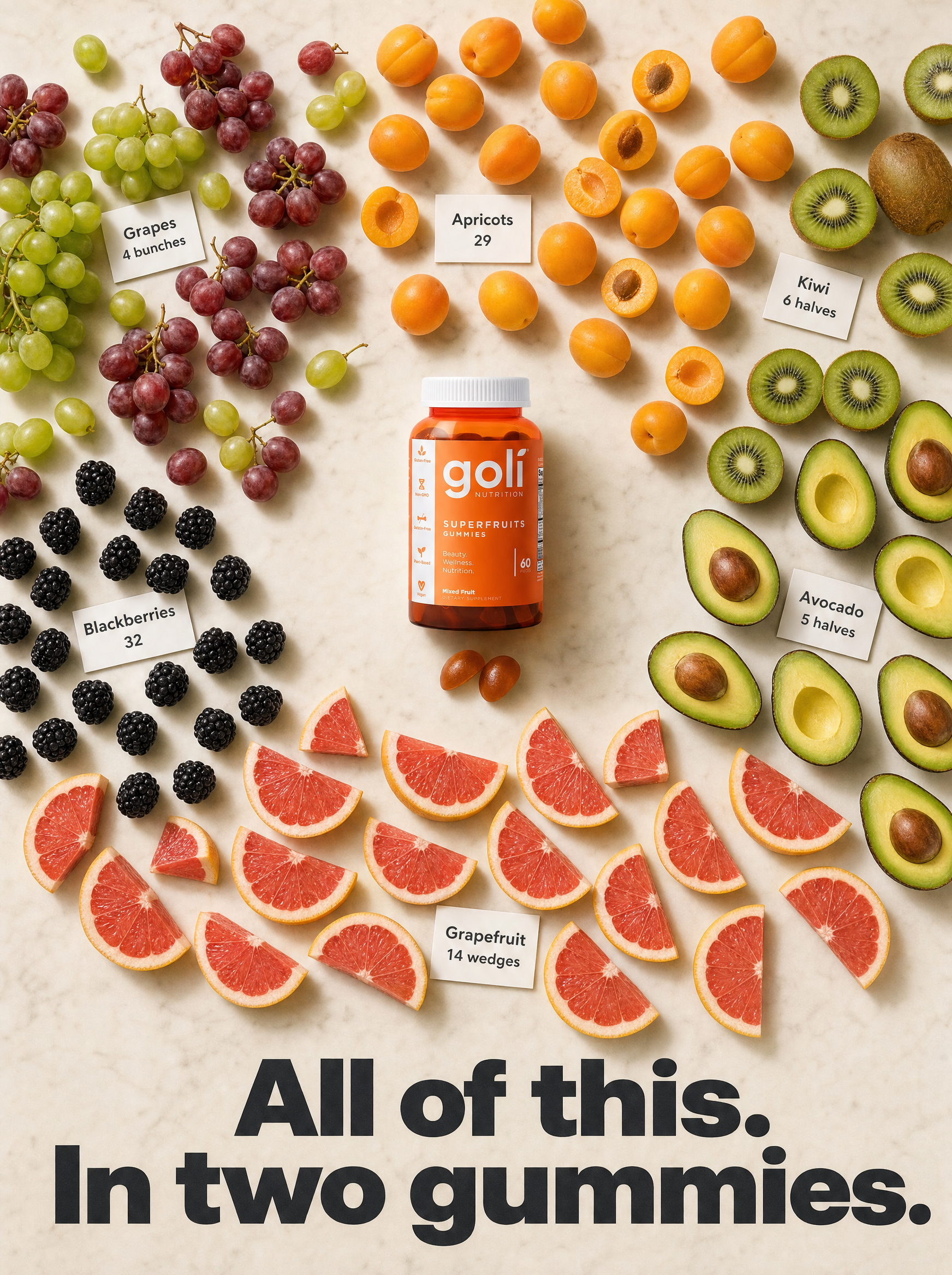 Goli Facebook ad: $50 of Fruit, or Two Gummies?