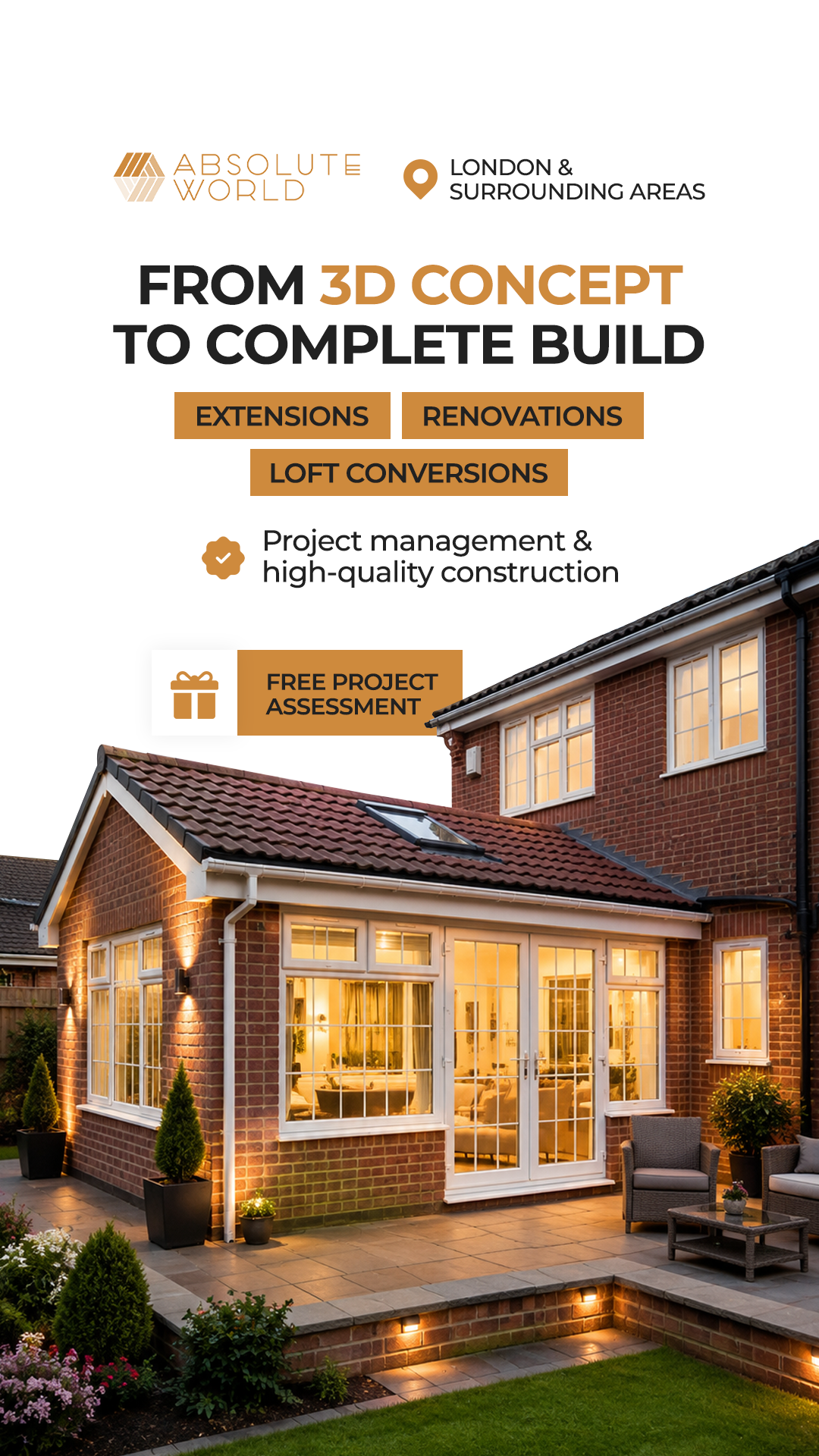 Absolute World Design and Build Ltd. Facebook ad from Aug 11, 2026