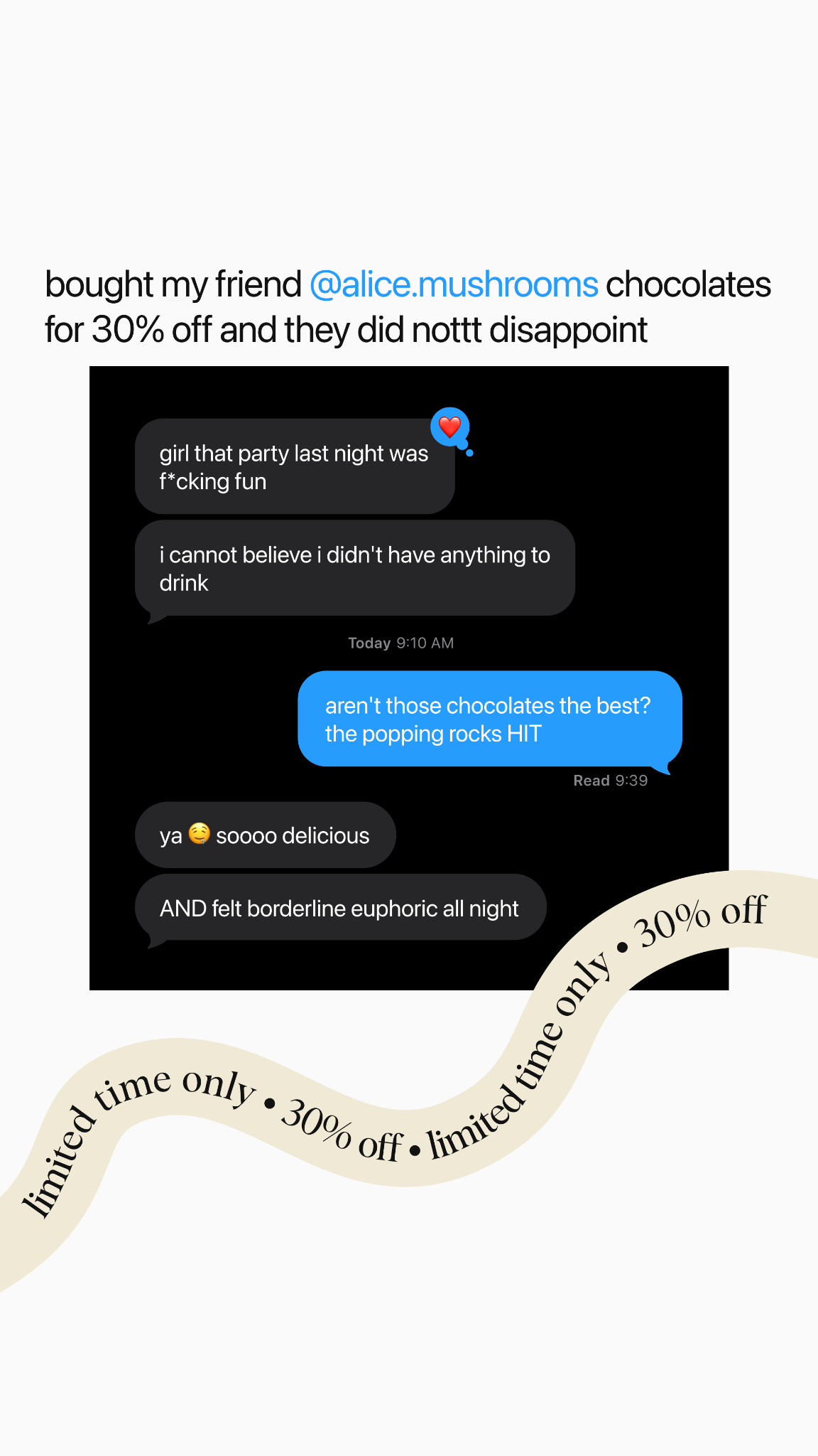 Alice Mushrooms Facebook ad