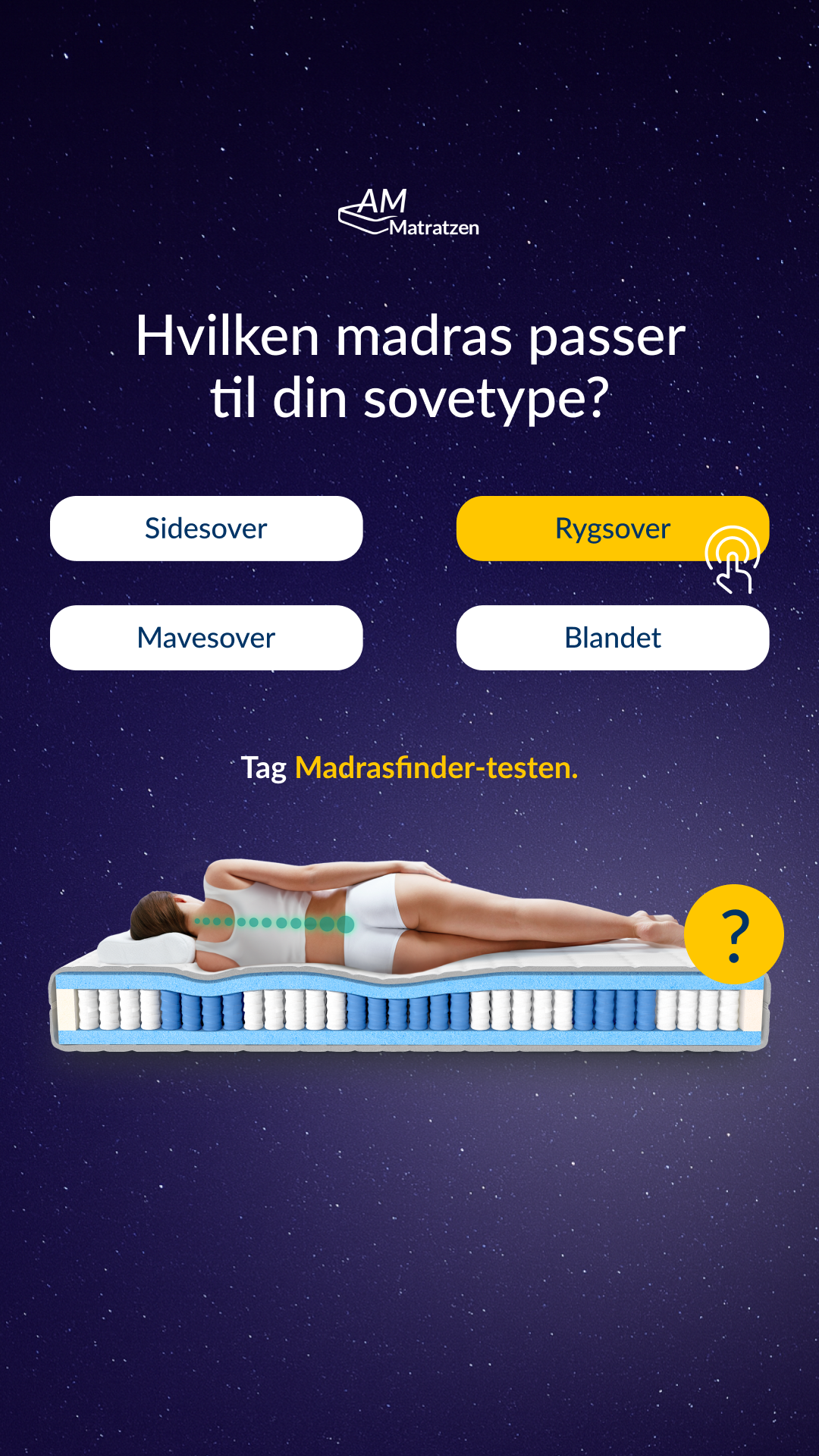 AMQ Sleep Facebook ad: Find den optimale madras til dig →