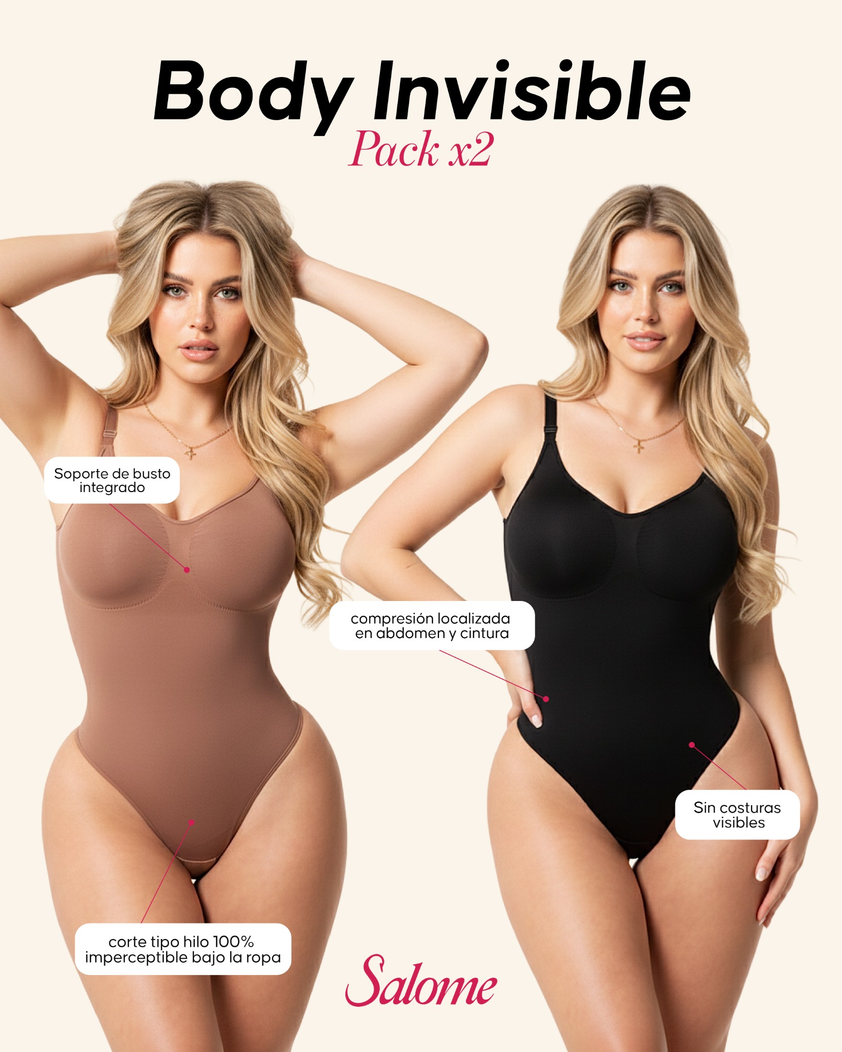 Fajas Salome La Original Facebook ad: Sin brasier, con soporte