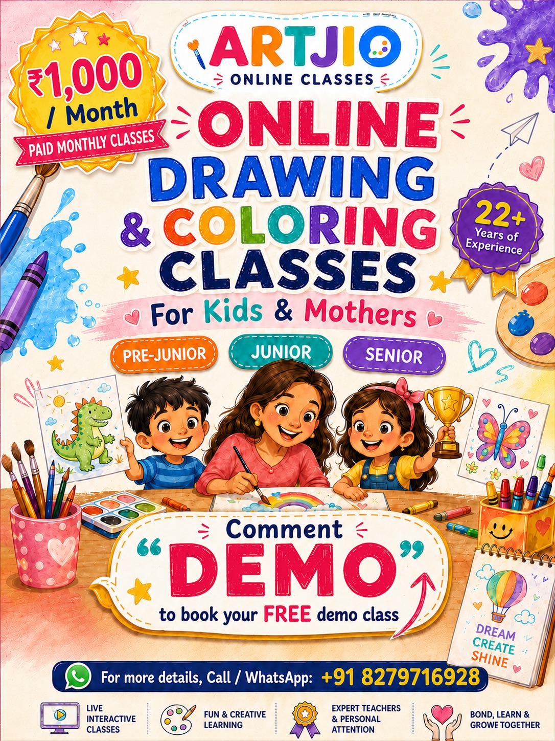 Artjio Online Drawing, Painting & Craft Classes by Leena Bandil Facebook ad