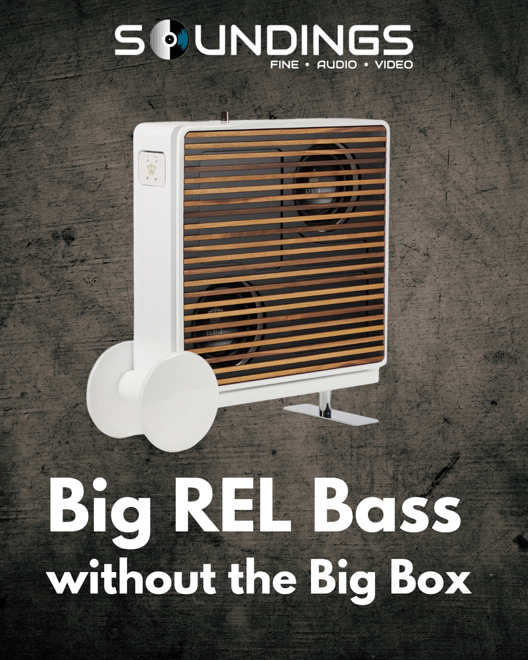 Soundings Fine Audio Video Facebook ad: Big Bass. Without the Big Box