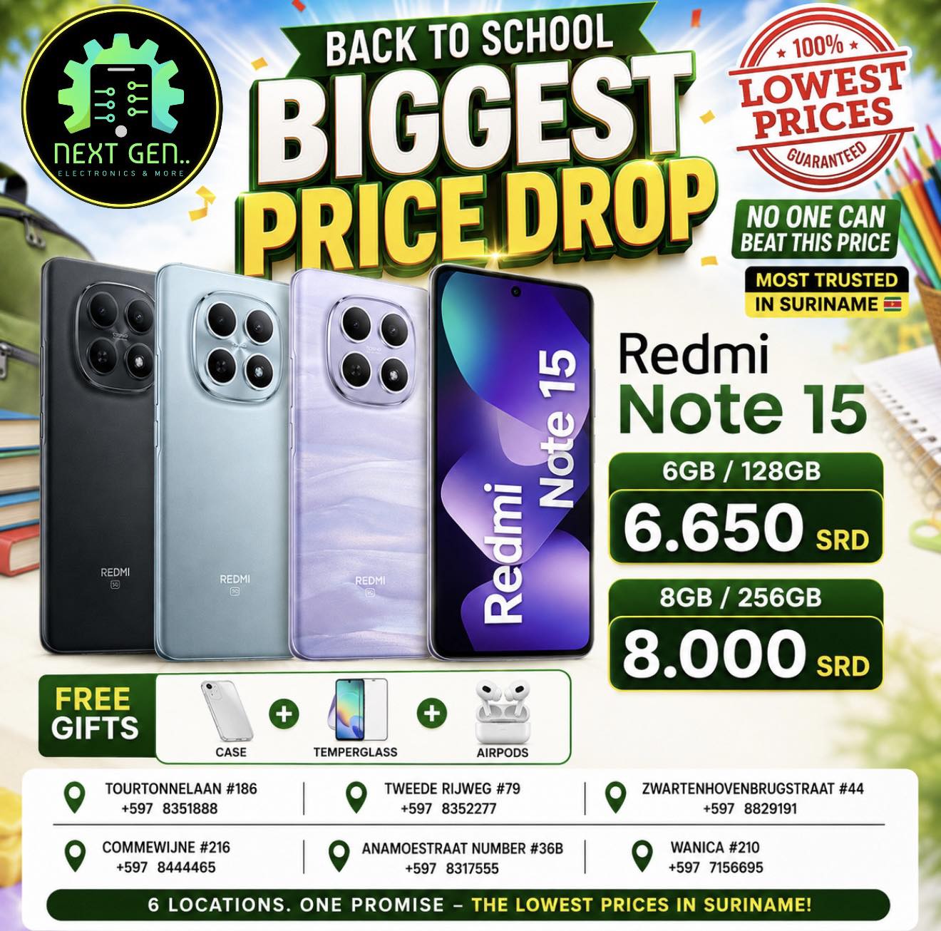 Next Gen Electronics N.V Facebook ad: BACK TO SCHOOL, BIGGEST PRICE DROP!