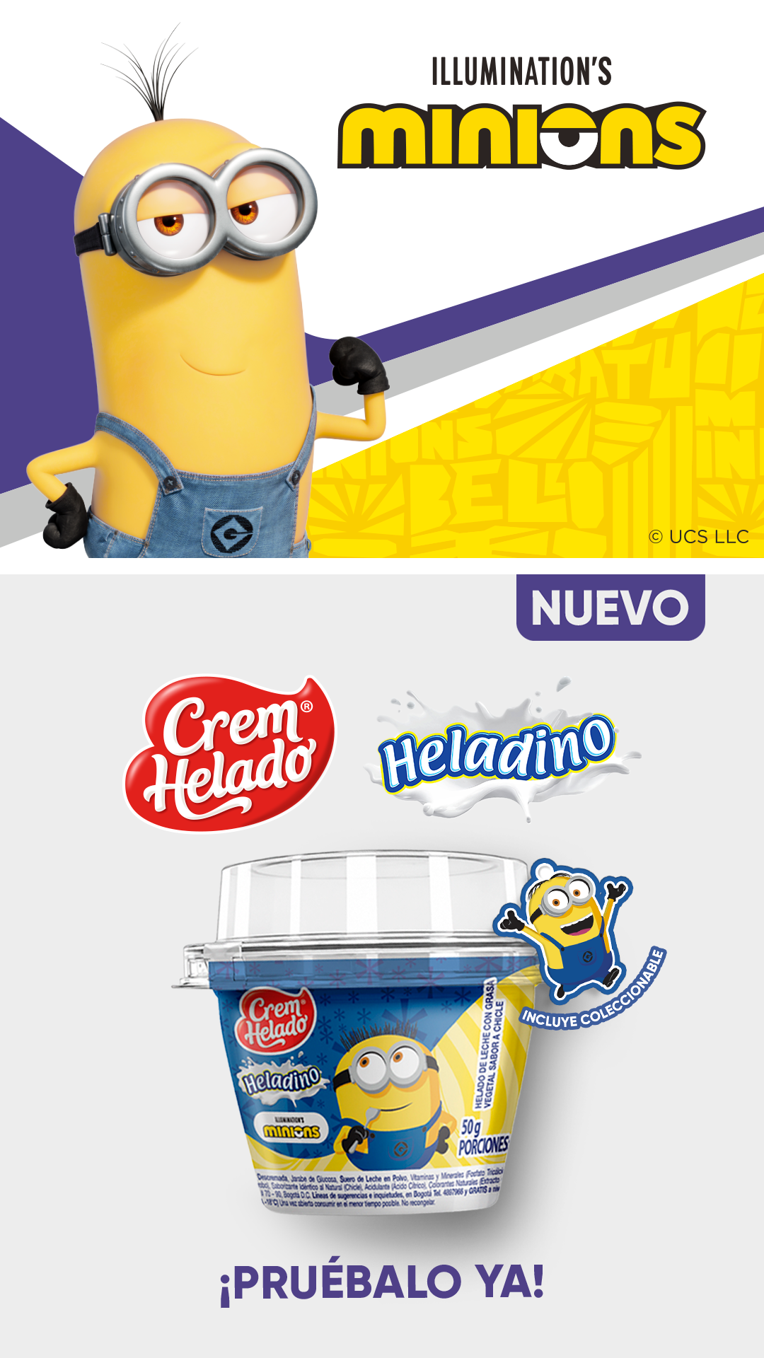 Crem Helado Facebook ad: Heladino Minions
