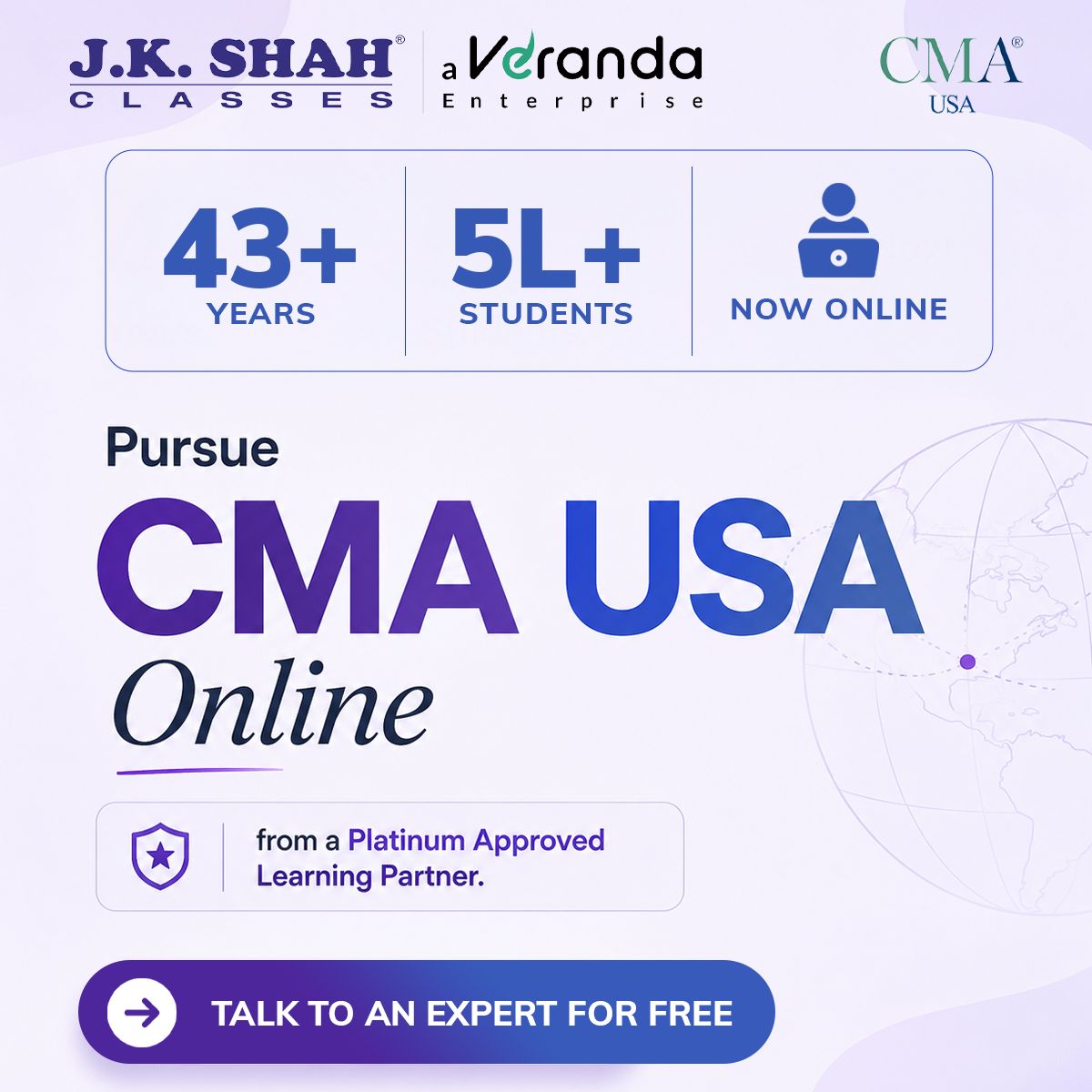 J.K.Shah Classes Facebook ad: Build a Global Career with CMA USA Online