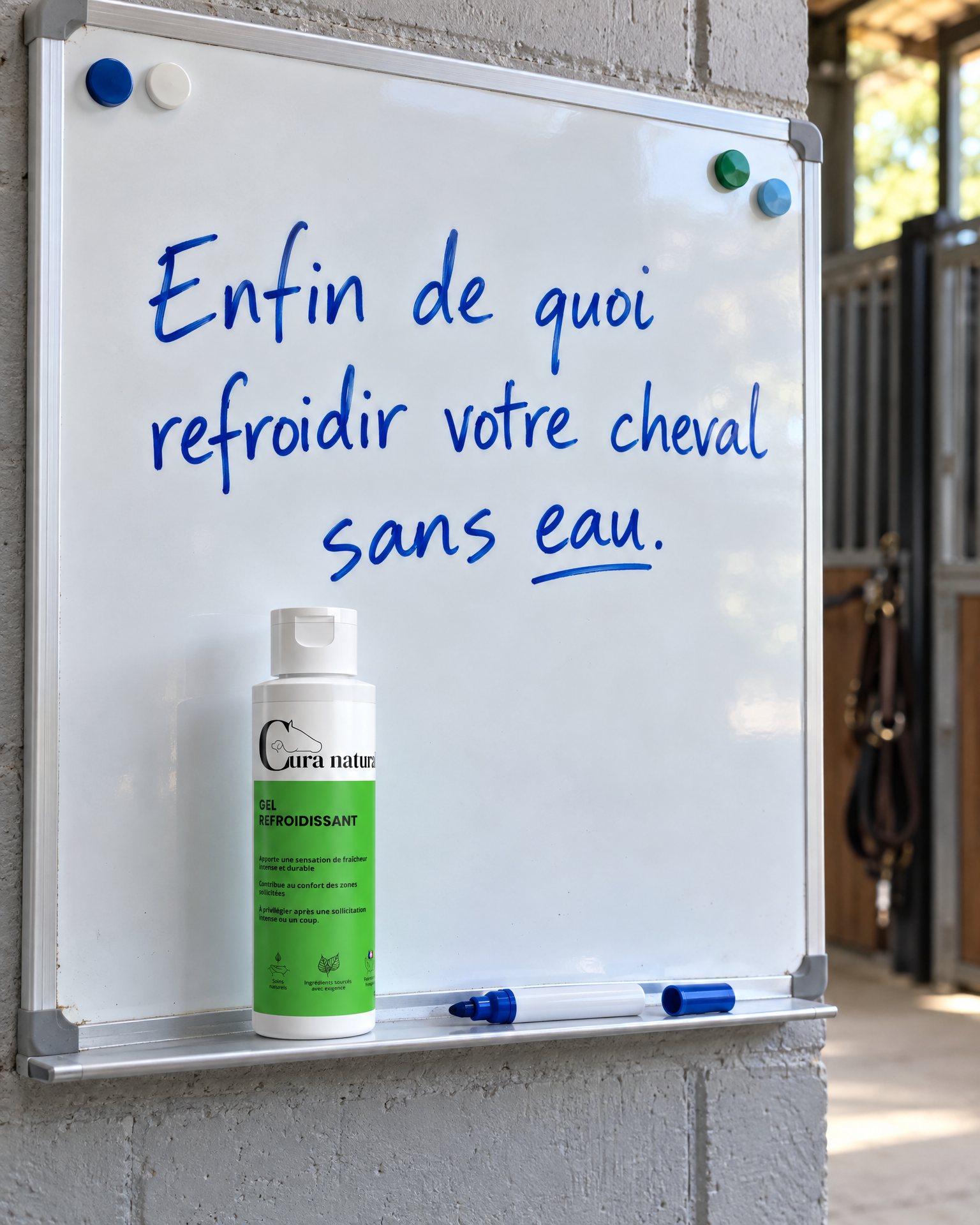 Cura naturale Facebook ad: Gel refroidissant pour cheval · Note 4,9/5