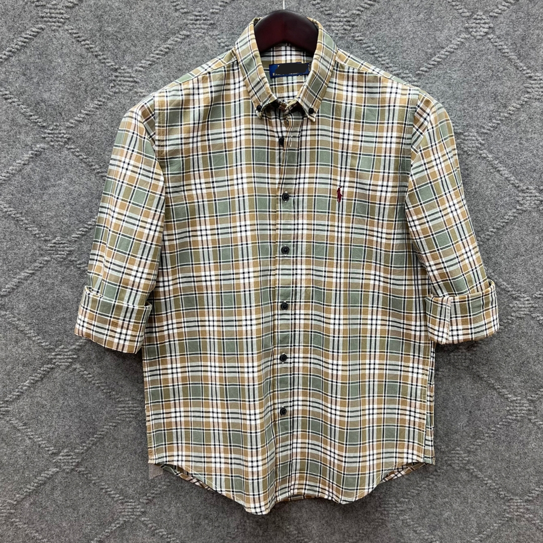 White Tailor Facebook ad: Olive Green & Khaki Check full sleeve premium cotton shirt…