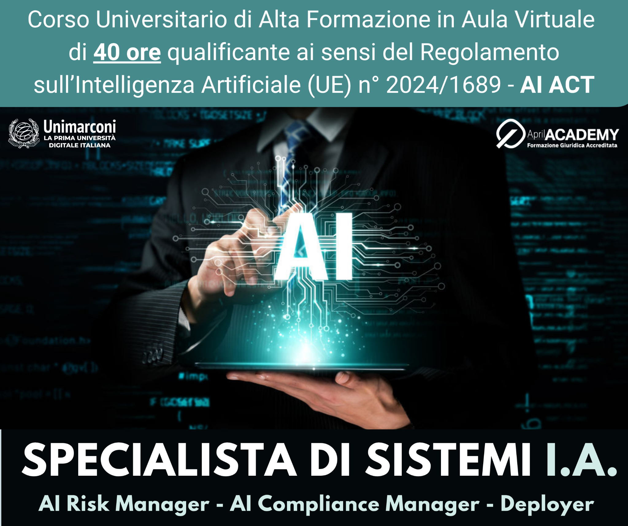 April Academy Facebook ad: SPECIALISTA DI SISTEMI DI IA